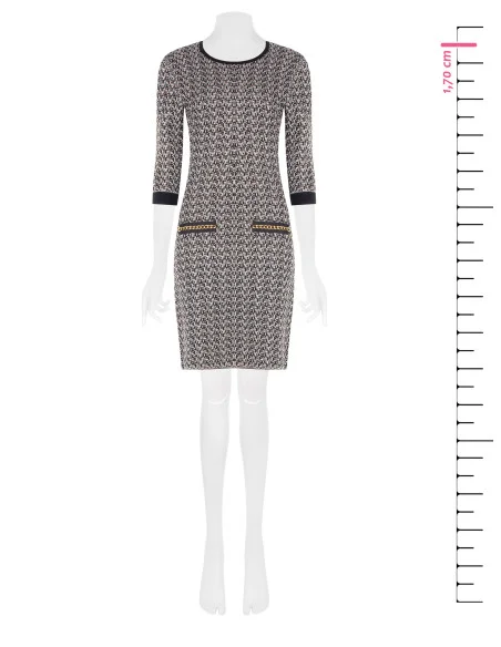 Tweed kokerjurk met lurex Rinascimento - Zwart