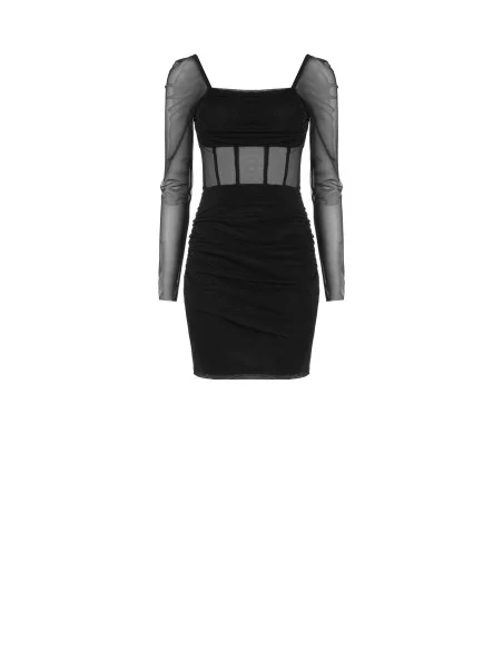 Robe courte en résille extensible froncée sur les côtés Rinascimento