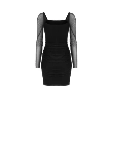 Robe courte en résille extensible froncée sur les côtés Rinascimento