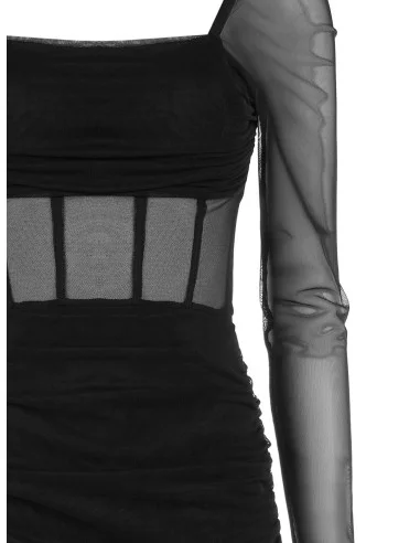 Robe courte en résille extensible froncée sur les côtés Rinascimento