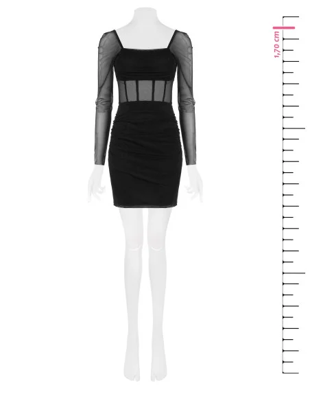 Robe courte en résille extensible froncée sur les côtés Rinascimento