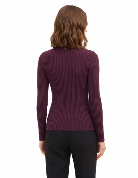 Pull ajusté côtelé avec détail effet corset Rinascimento - Bordeaux