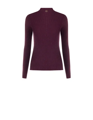 Pull ajusté côtelé avec détail effet corset Rinascimento - Bordeaux