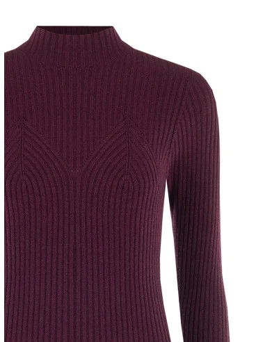 Pull ajusté côtelé avec détail effet corset Rinascimento - Bordeaux