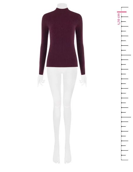 Pull ajusté côtelé avec détail effet corset Rinascimento - Bordeaux