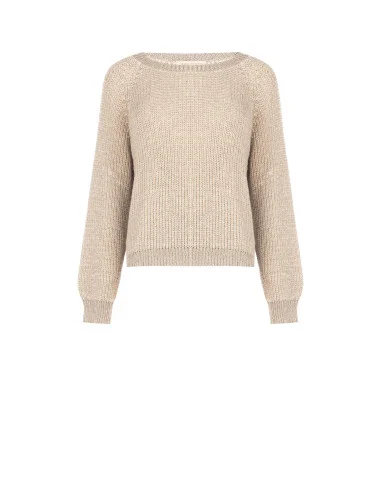 Pull en maille torsadée avec lurex Rinascimento - Beige