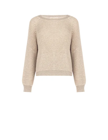 Pull en maille torsadée avec lurex Rinascimento - Beige