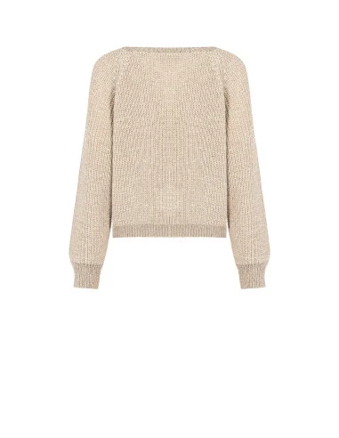 Pull en maille torsadée avec lurex Rinascimento - Beige