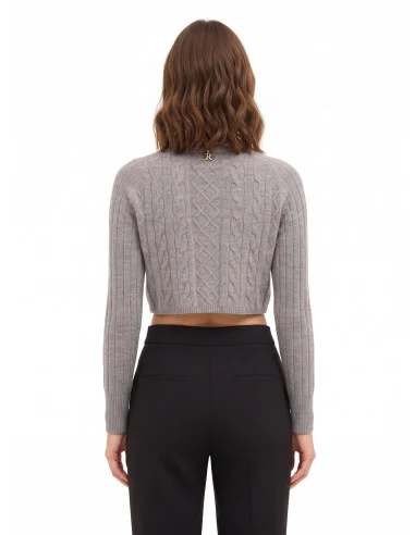 Cropped coltrui van wol met kabelpatroon Rinascimento