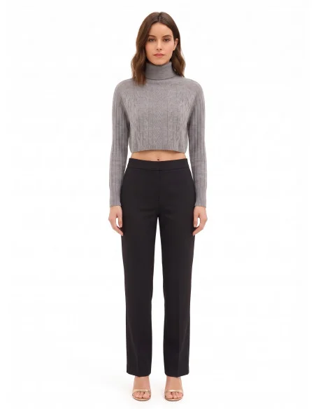 Cropped coltrui van wol met kabelpatroon Rinascimento