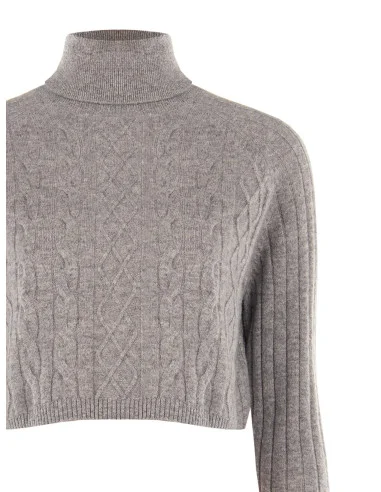 Cropped coltrui van wol met kabelpatroon Rinascimento