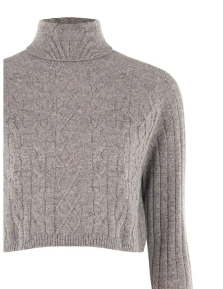 Cropped coltrui van wol met kabelpatroon Rinascimento