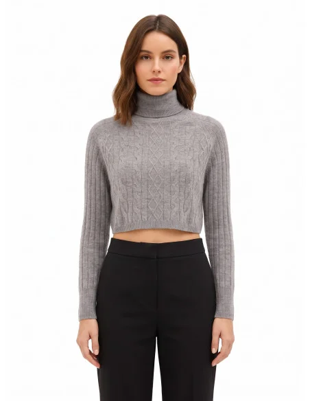 Cropped coltrui van wol met kabelpatroon Rinascimento