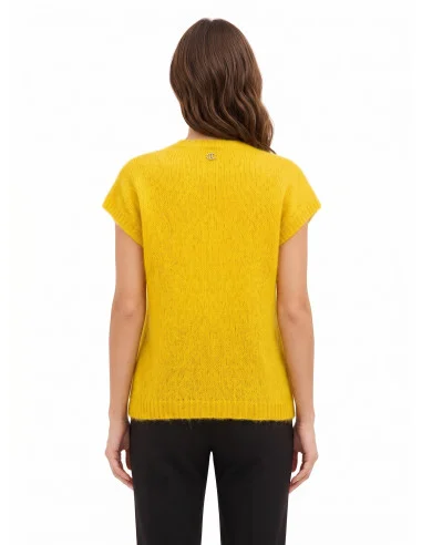 Pull oversize en mohair à col V Rinascimento - Vert olive