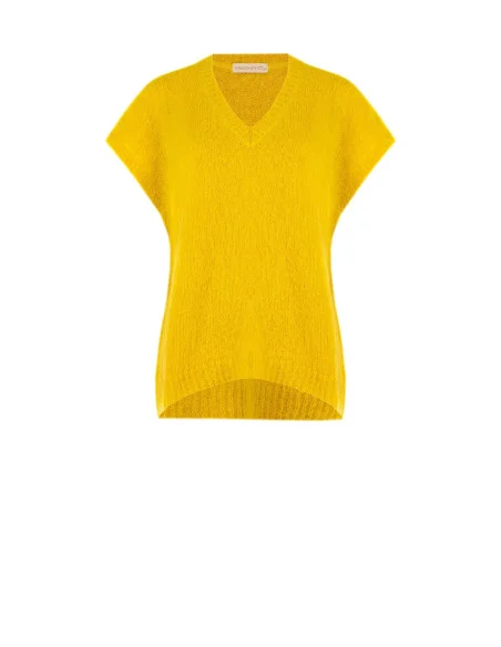 Pull oversize en mohair à col V Rinascimento - Vert olive