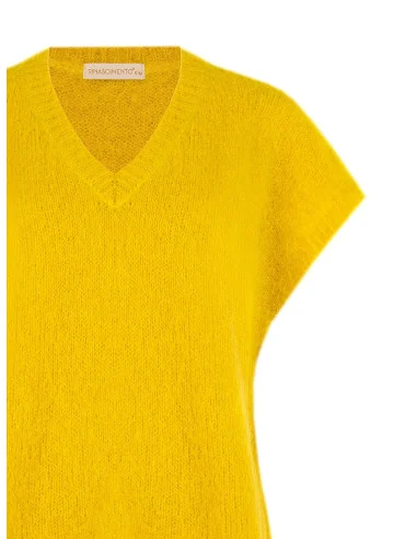 Pull oversize en mohair à col V Rinascimento - Vert olive