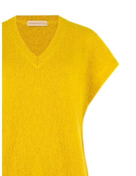 Oversized mohairen trui met V-hals Rinascimento - olijfgroen