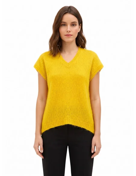 Pull oversize en mohair à col V Rinascimento - Vert olive