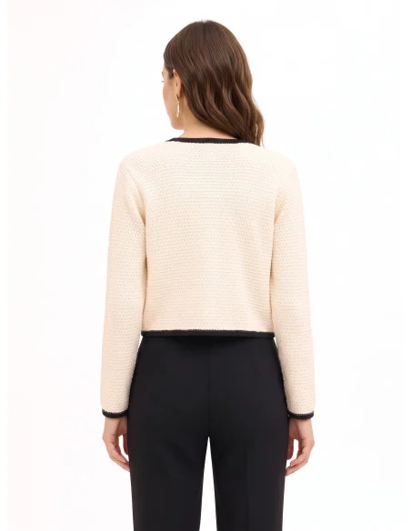 Cardigan en maille couleur noisette avec boutons ornés du logo Rr Rinascimento