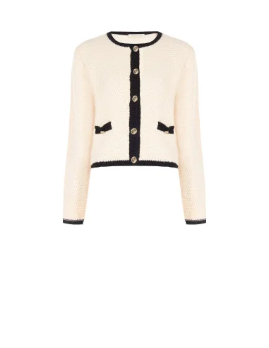 Hazelbruine gebreide cardigan met logoknopen van RR Rinascimento