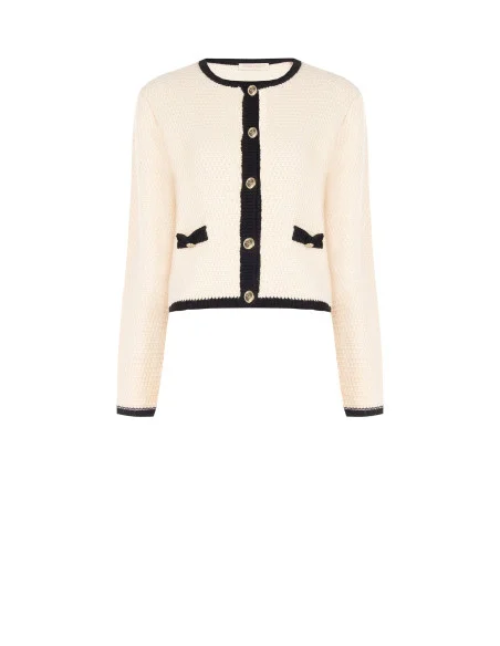 Cardigan en maille couleur noisette avec boutons ornés du logo Rr Rinascimento