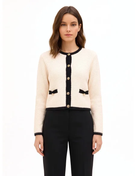Hazelbruine gebreide cardigan met logoknopen van RR Rinascimento