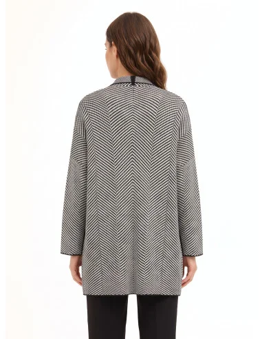 Long cardigan ouvert à motif chevron Rinascimento