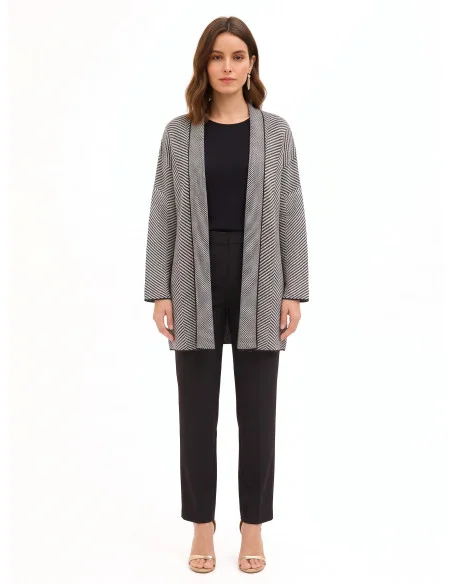 Long cardigan ouvert à motif chevron Rinascimento