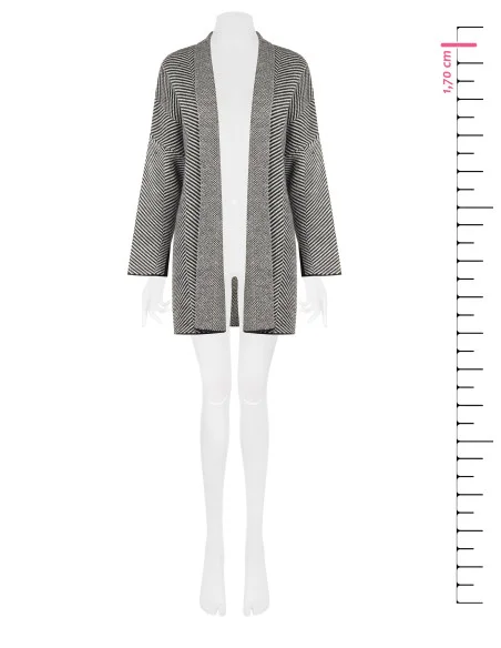 Long cardigan ouvert à motif chevron Rinascimento