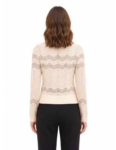 Pull à motif chevron avec lurex Rinascimento - Blanc crème