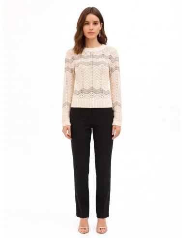 Chevronmotieftrui met lurex Rinascimento - gebroken wit
