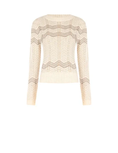 Pull à motif chevron avec lurex Rinascimento - Blanc crème