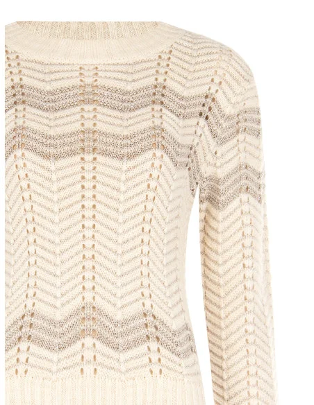 Pull à motif chevron avec lurex Rinascimento - Blanc crème