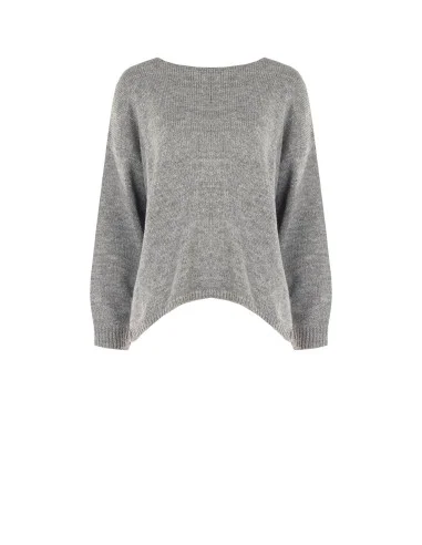 Pull oversize à col en V avec nœud effet boucle à l’arrière Rinascimento - Gris