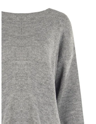Pull oversize à col en V avec nœud effet boucle à l’arrière Rinascimento - Gris
