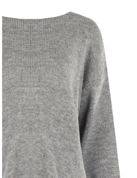 Oversized trui met V-hals en knoop in striklook op de rug Rinascimento - Grijs