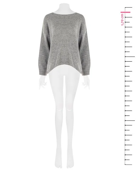 Oversized trui met V-hals en knoop in striklook op de rug Rinascimento - Grijs