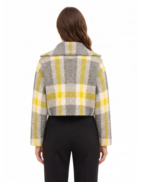 Pull crop ample à carreaux avec fermeture éclair Rinascimento - Gris