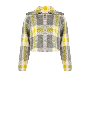 Pull crop ample à carreaux avec fermeture éclair Rinascimento - Gris