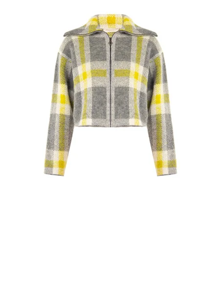 Pull crop ample à carreaux avec fermeture éclair Rinascimento - Gris