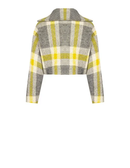 Pull crop ample à carreaux avec fermeture éclair Rinascimento - Gris
