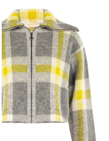 Pull crop ample à carreaux avec fermeture éclair Rinascimento - Gris
