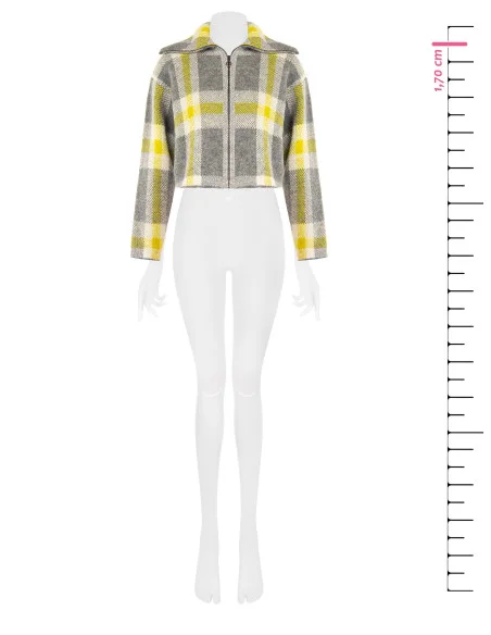 Ruime cropped trui met ruitpatroon en rits Rinascimento - Grijs