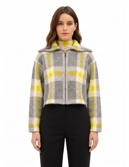 Ruime cropped trui met ruitpatroon en rits Rinascimento - Grijs