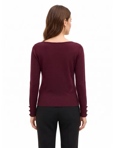 Pull à boutons ton sur ton aux poignets et logo RR brodé Rinascimento