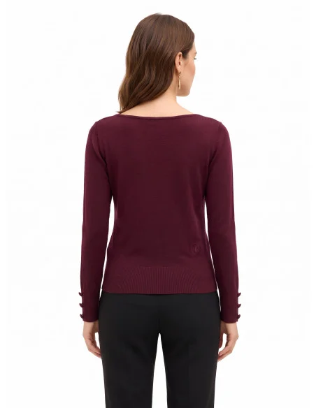 Pull à boutons ton sur ton aux poignets et logo RR brodé Rinascimento