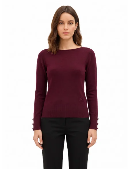 Pull à boutons ton sur ton aux poignets et logo RR brodé Rinascimento