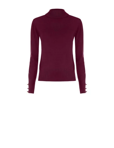 Pull à col roulé en maille Ecotec avec logo RR brodé Rinascimento - Bordeaux