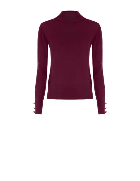 Pull à col roulé en maille Ecotec avec logo RR brodé Rinascimento - Bordeaux