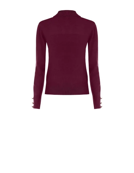 Pull à col roulé en maille Ecotec avec logo RR brodé Rinascimento - Bordeaux